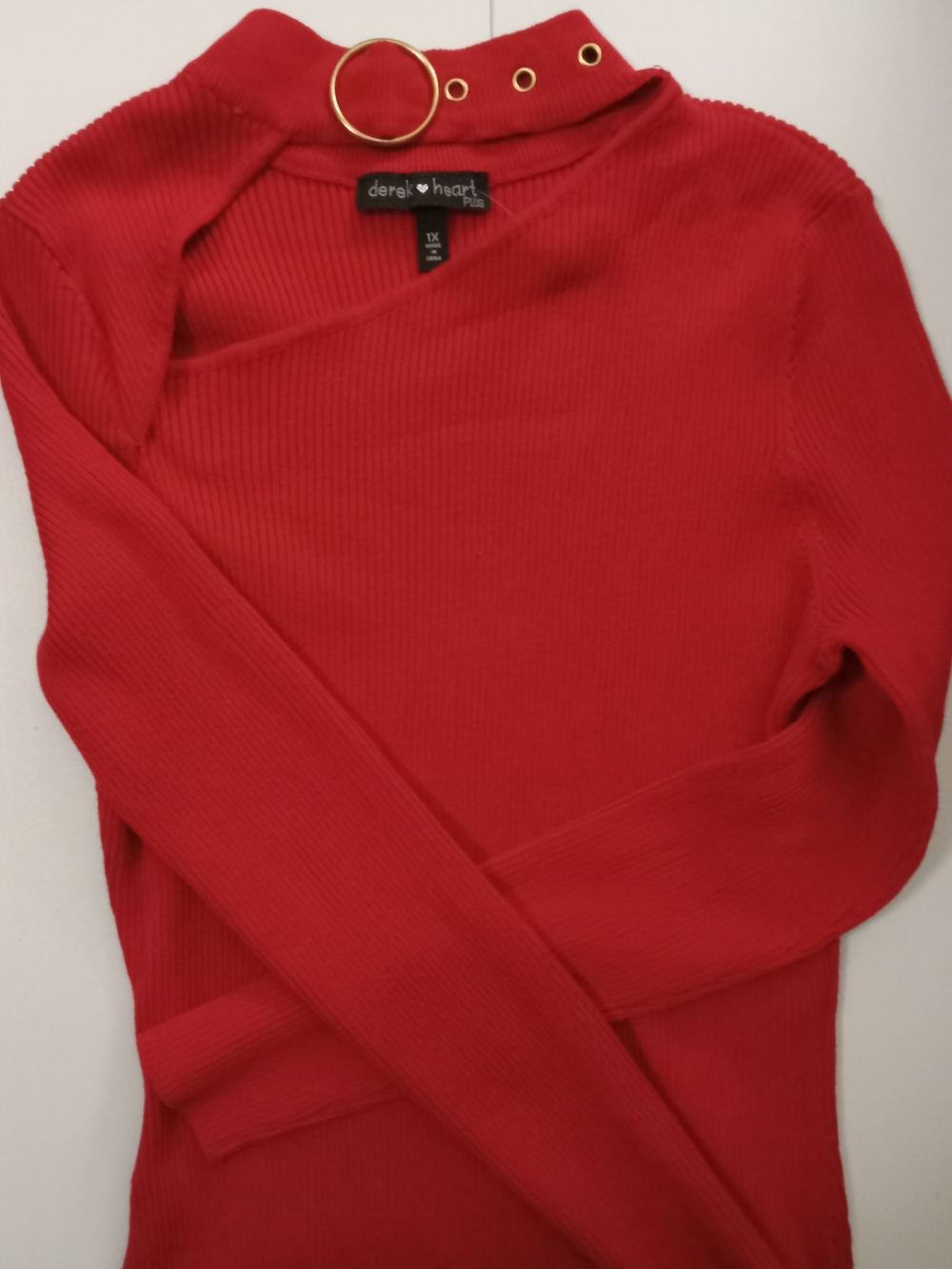Derek Heart Plus Red Ribbed Dress Women 1X
